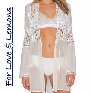 SKIVVIES by For Love & Lemons ‘Annabella’ sheer Robe - medium ivory